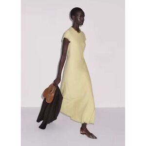 ME+EM Bias Cut AM-PM Maxi Dress Dusted Lemon Yellow Size 10 New With Tags